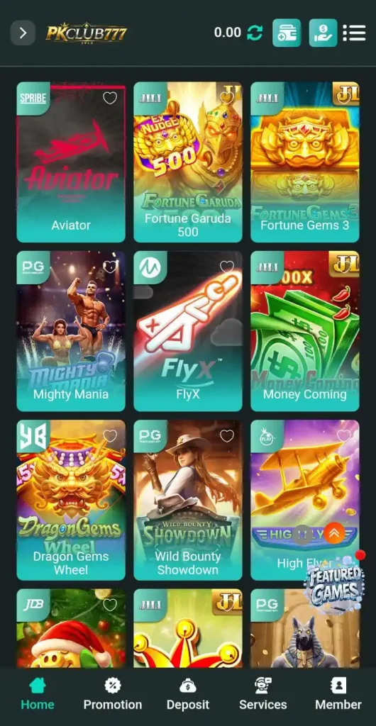 pkclub777 game interface screenshot